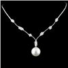 Image 2 : 18K Gold Diamond Necklace w/14MM Pearl 1.82ctw