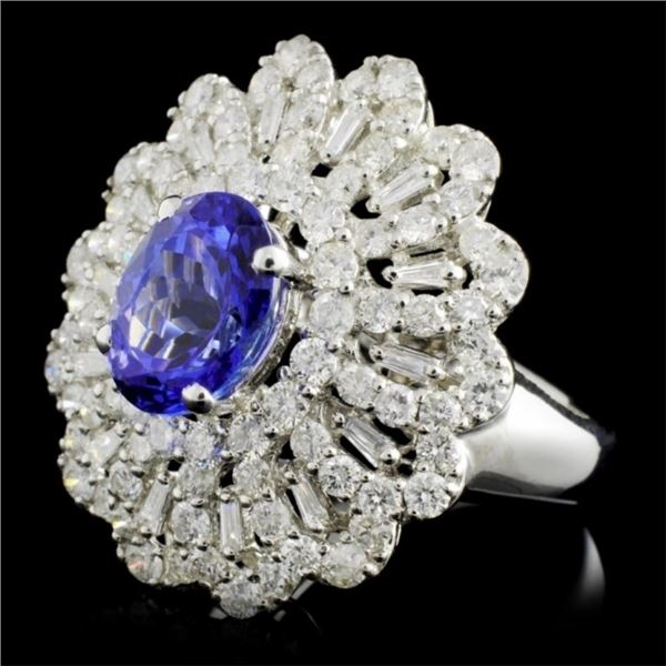 2.27ct Tanzanite & 2.14ct Diam Ring in 18K WG