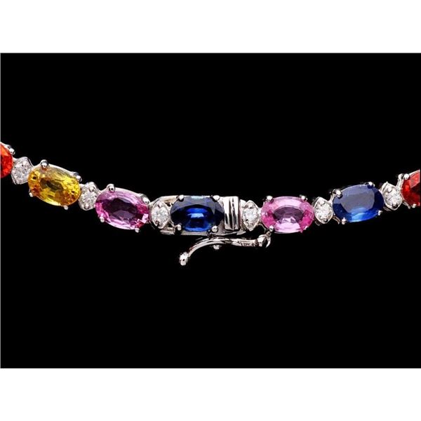 28ct Sapphire & 1.5ct Diam Necklace in 14k Gold