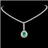 18K Gold Emerald 3.56ct & Diamond Necklace 10.52ct