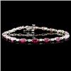Image 2 : 5.26ctw Ruby & 0.30ctw Diam Bracelet in 14K Gold