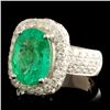 Image 1 : Emerald & Diam Ring: 18K Gold, 3.60ct and 2.27ctw