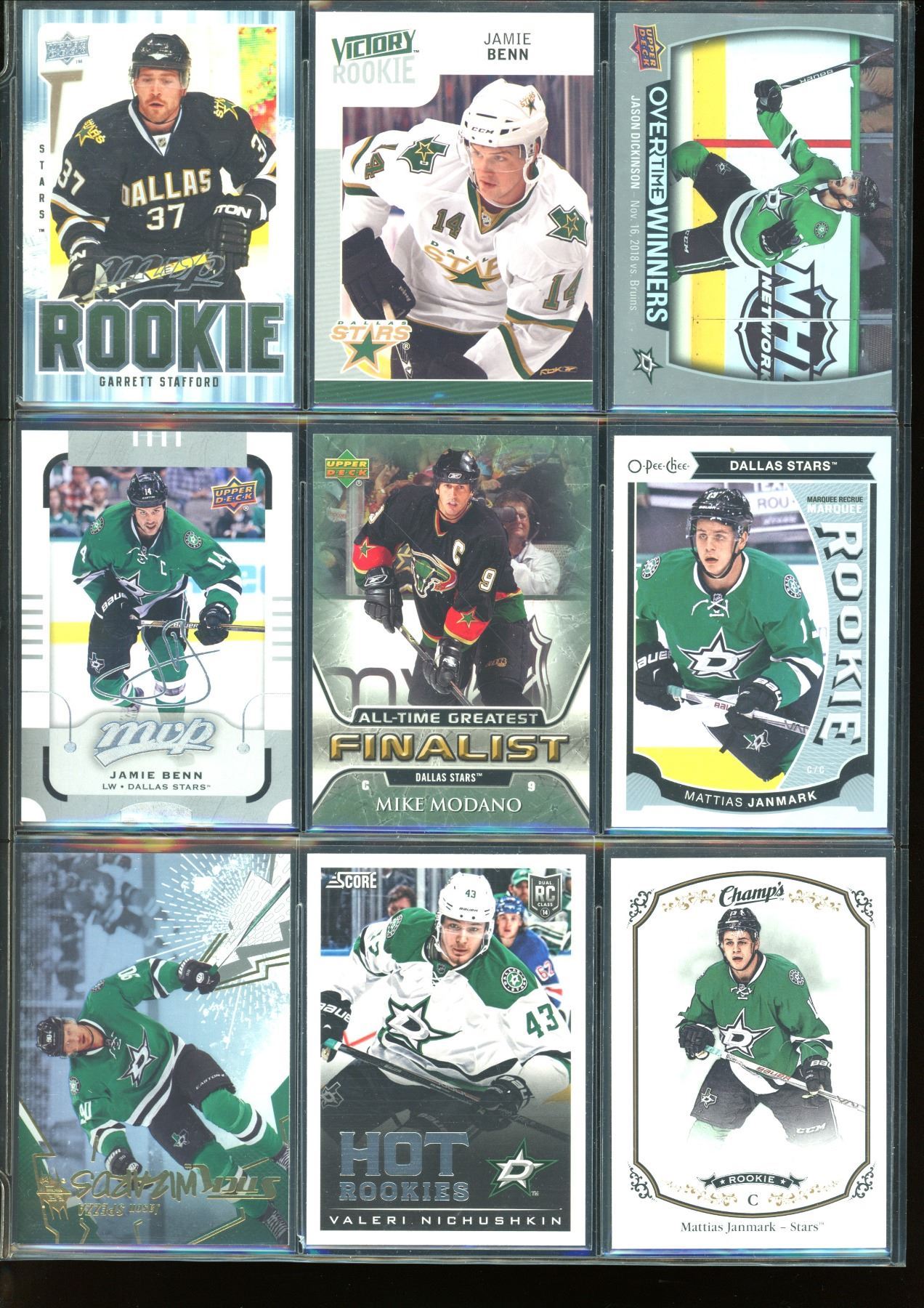 9 NHL Dallas Stars Rookie & Insert Cards
