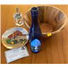 Image 1 : Wood Salad Bowl Blue Antique Bottle Tractor Ride John Deere Plate