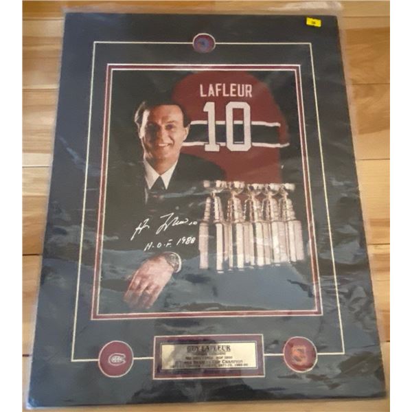 Guy Lafleur Montreal Canadiens Autographed Picture 1988 Hall Of Fame 17 x 22