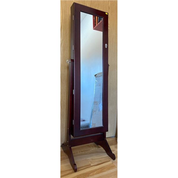 Mahogany Jewellery Cabintet Vanity Mirror 18 x 58 Key Included