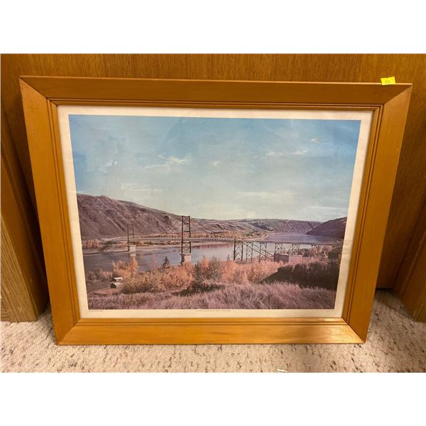 Peace River Dunvegan Bridge Picture Oak Frame