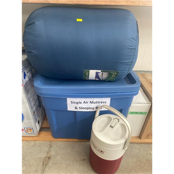Camping Supplies - Sleeping Bag - Air Mattress - Drink Cooler
