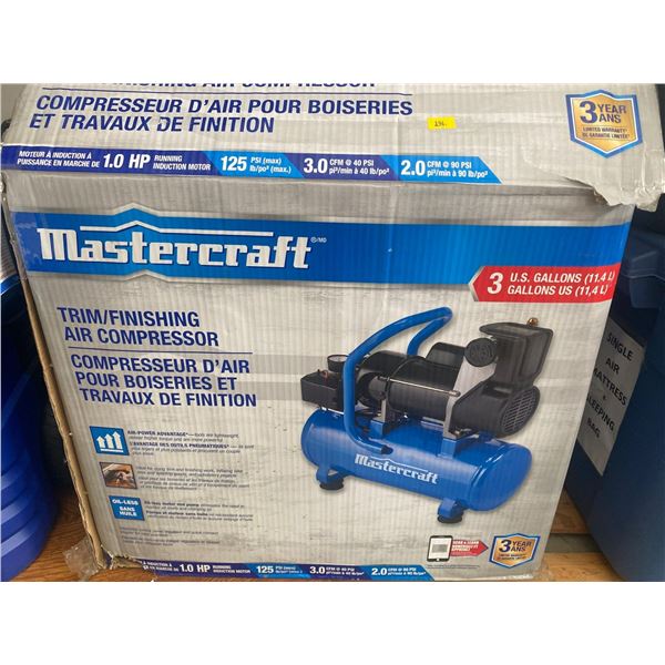 Mastercraft Air Compressor 3 Gallon 1 Horsepower Like New