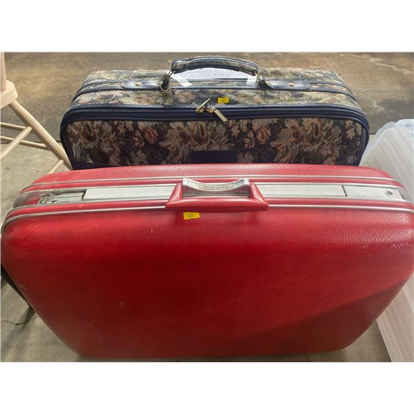 2 Tapestry Luggage Plus 1 Red Suitcase