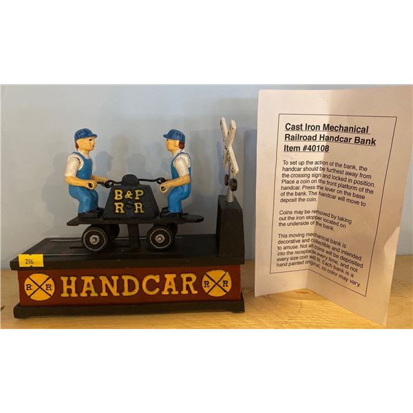 Cast Iron Mechanical Railroad Bank