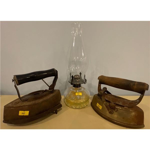 Flat Irons & Oil Lamp