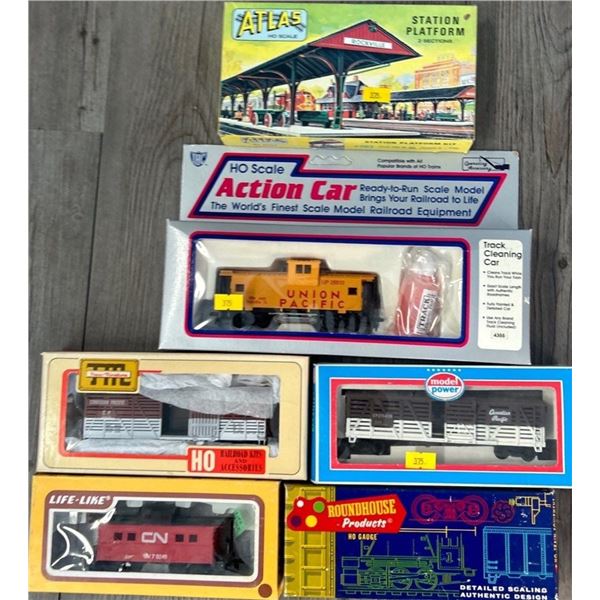 Collection of Model Train HO scale parts and sets  Atlas, Life-Like, Action Car, Roadhouse Brands