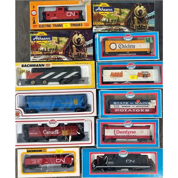 Vintage HO Electric Train Parts Box Cars Tracks Locomotion Railway Bachman, Athearn, Model-Power