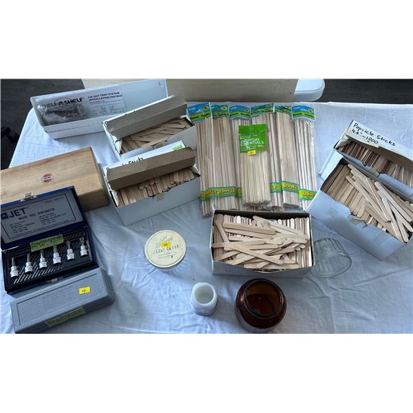 Large Lot Of Popcicle sticks & Brand New Dowels w/ mini Tool Sets