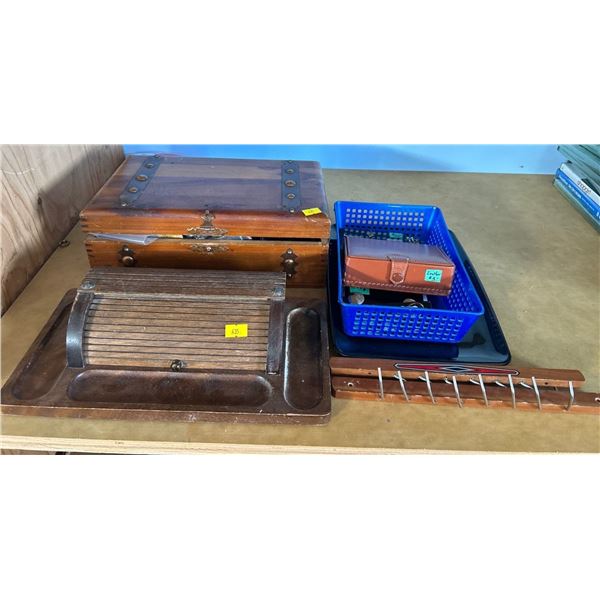 Wooden Antique Treasure Box w/ Other Home Decor