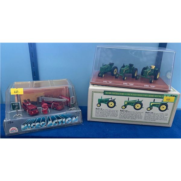 Micro Action Fire trucks & John Deeres Mini Tractors   Brand New In Package