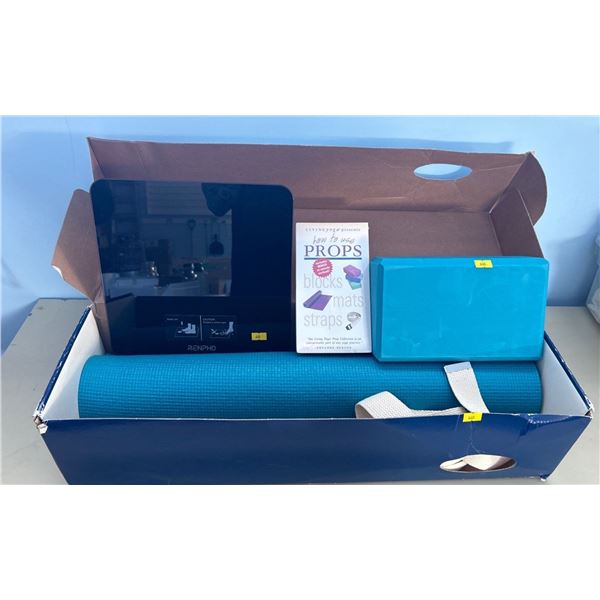 Yoga  Kit  --Mat Block & Instructional vhs with a trendy cool new Black Scale