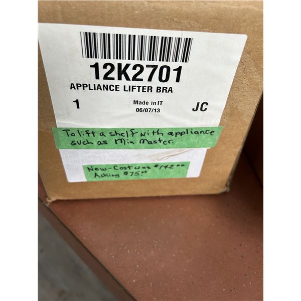 Appliance Lifter Bar Rev-A-Shelf Bracket to turn Mix Master Shelf