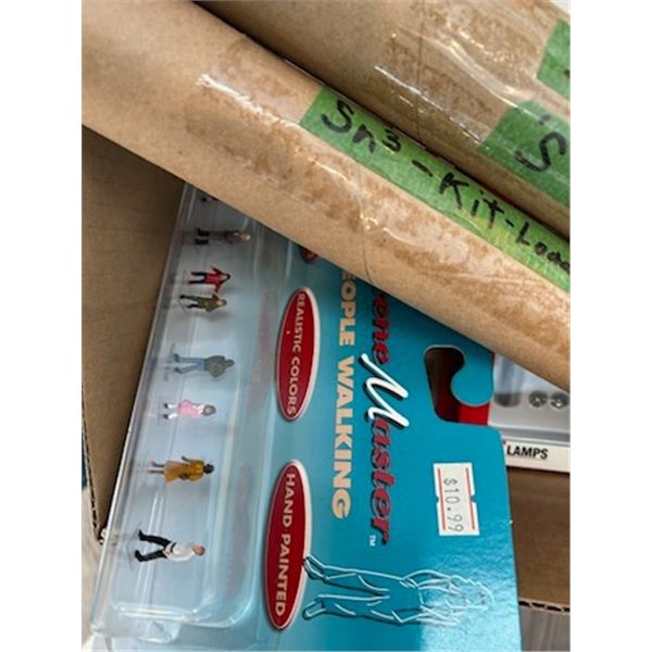 Box of People, Light Posts, Animals, Structures for Model Trains Building