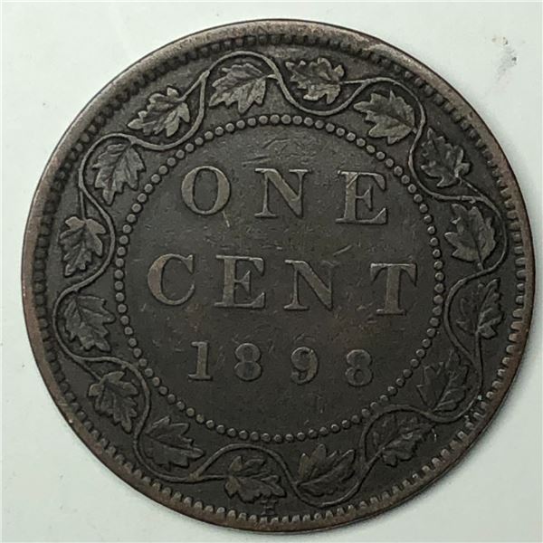 Canadian Large Cent 1898 VF+ Key Date
