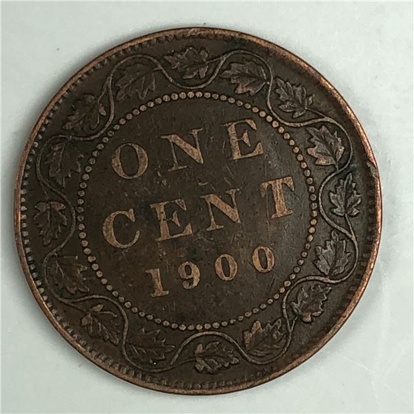 Canadian Large Cent 1900 NO-H Semi Key Date VF++