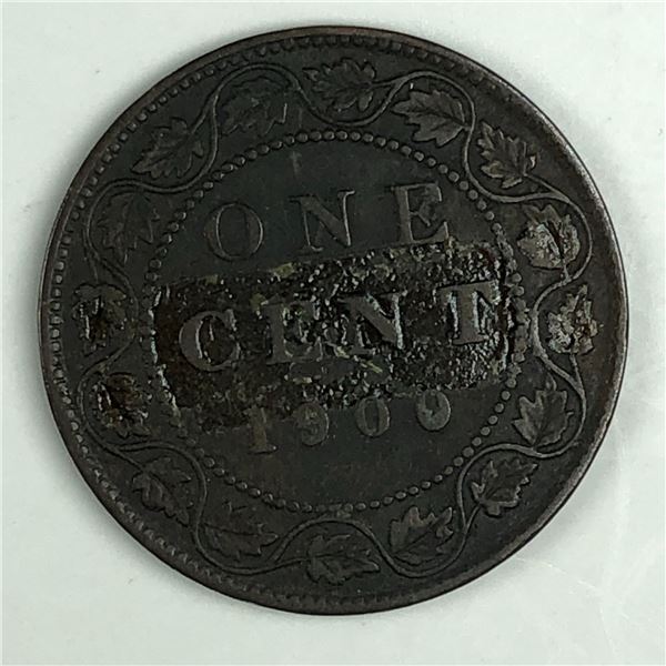 Canadian Large Cent 1900 NO-H Semi Key Date VF++
