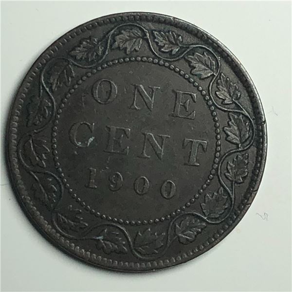 Canadian Large Cent 1900 NO-H Semi Key Date VF++