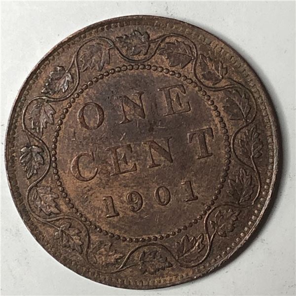Canadian Large Cent 1901 UNC Trace Red