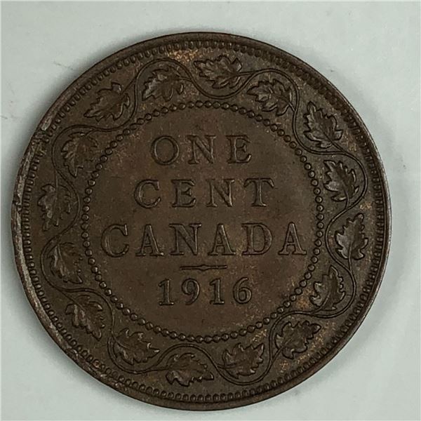 Canadian Large Cent 1916 EF+