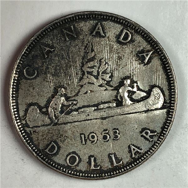 1953 Queen Elizabeth II Canadian Silver Dollar NSS UNC