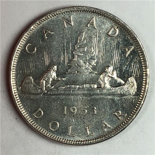 1953 Queen Elizabeth II Canadian Silver Dollar NSS UNC