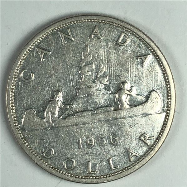1956 Queen Elizabeth II Canadian Silver Dollar UNC