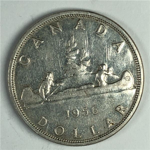 1956 Queen Elizabeth II Canadian Silver Dollar UNC