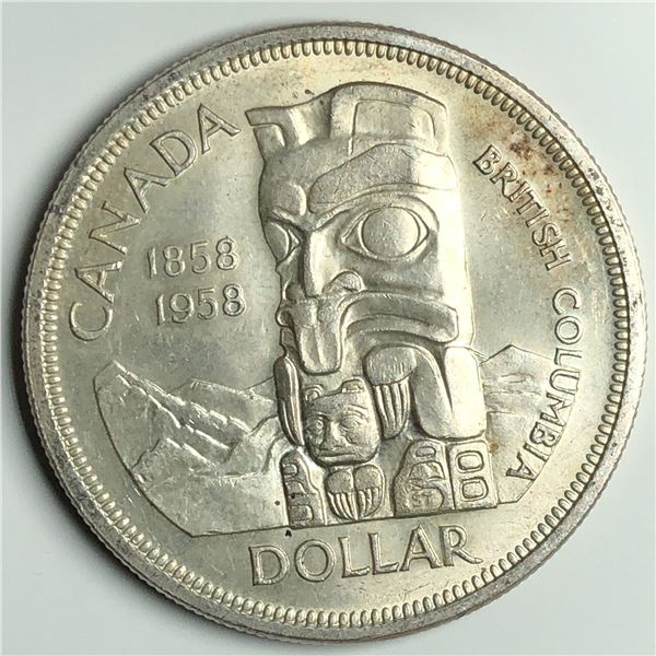 1958 Queen Elizabeth II Canadian Silver Dollar CHOICE UNC