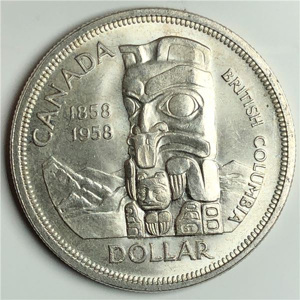 1958 Queen Elizabeth II Canadian Silver Dollar CHOICE UNC