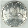 Image 1 : 1963 Queen Elizabeth II Canadian Silver Dollar