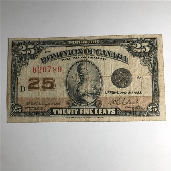 1923 25 Cent Shinplaster DC-24c Letter B Campbell/Clark