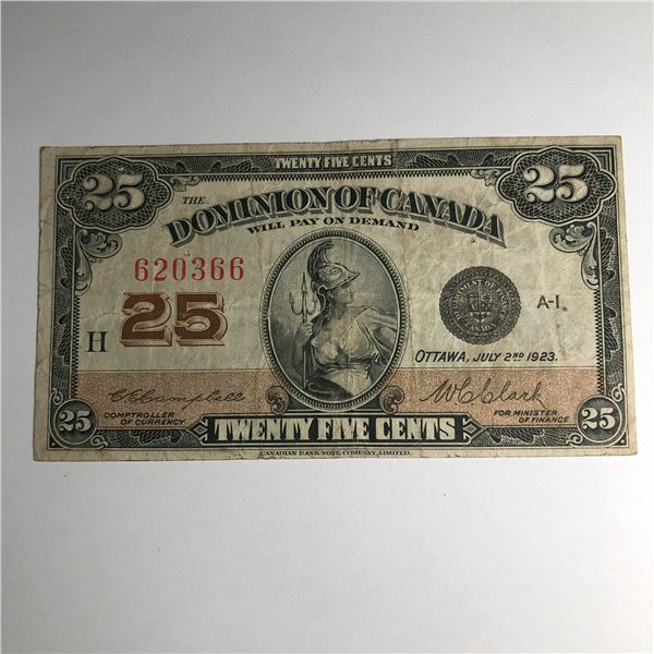 1923 25 Cent Shinplaster DC-24c Letter D Campbell/Clark