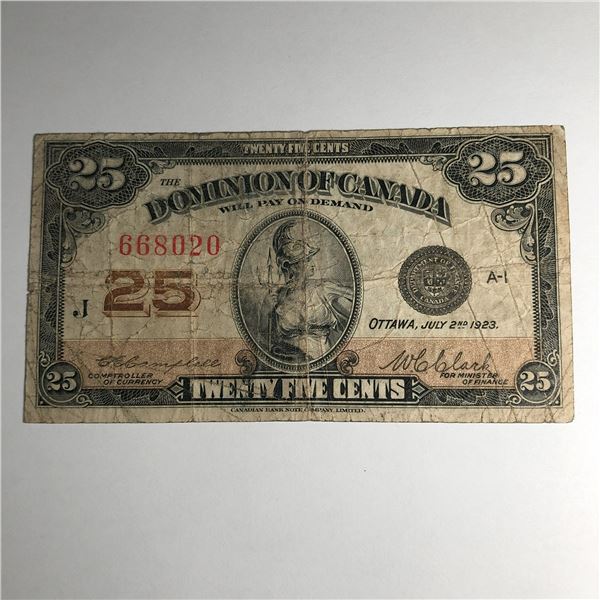 1923 25 Cent Shinplaster DC-24c Letter E Campbell/Clark