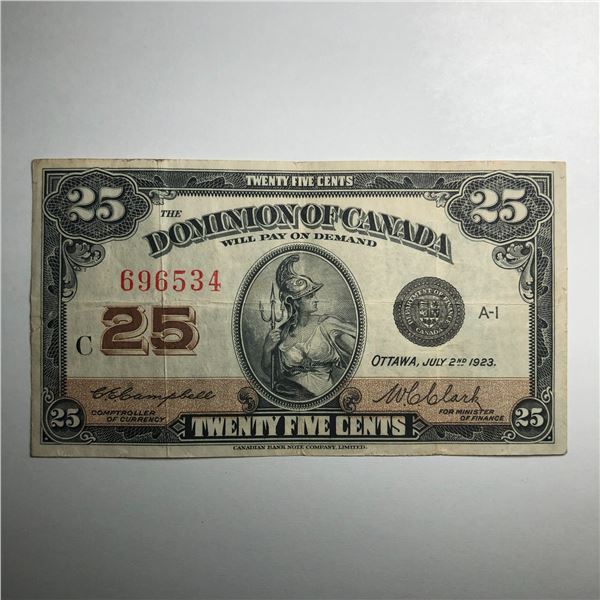 1923 25 Cent Shinplaster DC-24c Letter K Campbell/Clark