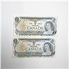 Image 1 : 2 Consecutive Numbered1973 Canadian 1 Dollar Notes