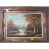 Image 1 : LG. FRAMED SIGNED OIL PAINTING OF STREAM & TREES