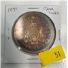 Image 1 : 1971 Canadian BC Dollar 23.3g 50% Silver (gem toned)