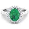 Image 1 : 14KT White Gold 1.ct Zambian Emerald and Diamond Ring