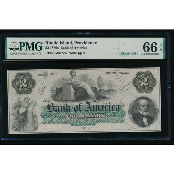 1860's $2 Providence RI Obsolete PMG 66EPQ