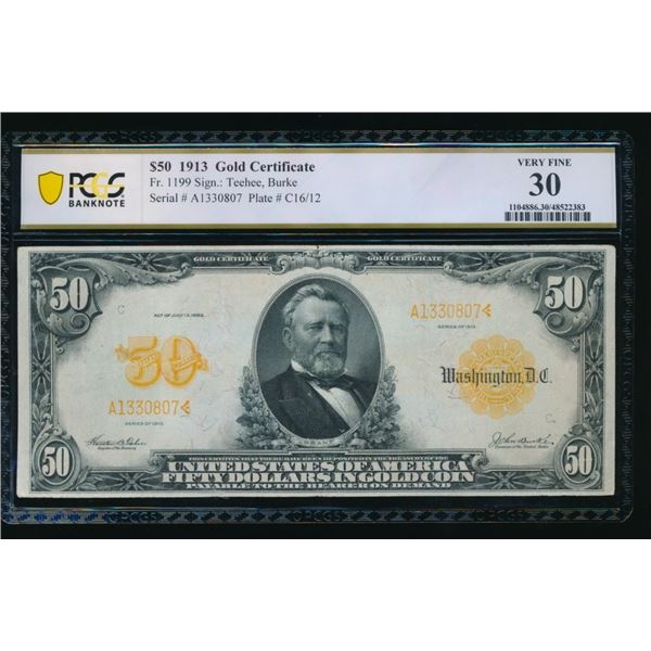1913 $50 Gold Certificate PCGS 30