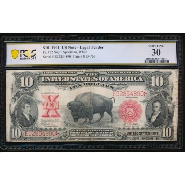 1901 $10 Bison Legal Tender Note PCGS 30