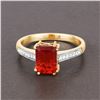 Image 2 : 14KT Yellow Gold 1.11ctw Fire Opal and White Diamond Ring