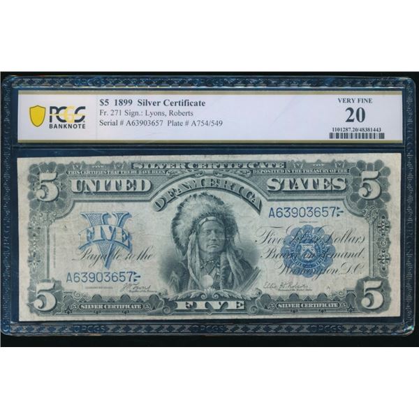 1899 $5 Chief Silver Certificate PCGS 20